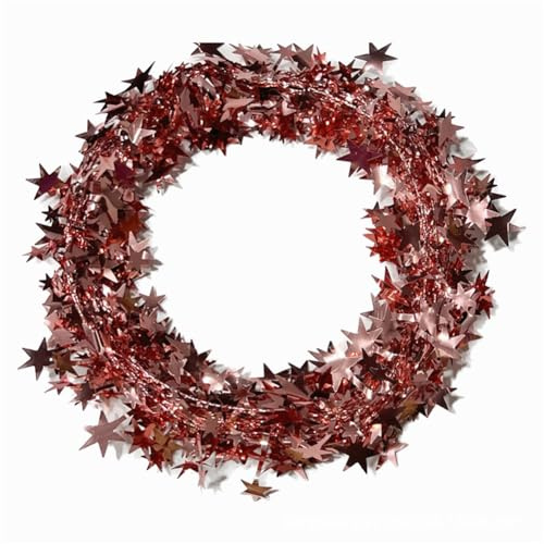 Stern Girlande 2 Rollen 7,5 m, Lametta Deko für Weihnachten & Party | Metallfolie, glänzende Sternoptik, leicht formbar, Christbaum, Hochzeit, Festival, Feier, Fenster, Tischdekoration