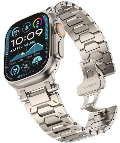 KADES 49mm 46mm 45mm 44mm 42mm(Serie 3 2 1) Kompatibel mit Apple Watch Armband,Edelstahl Gliederarmband Ersatzarmbänder Geeignet für iWatch Ultra 3 2 1, Series 11 10 9 8 7 6 5 4 3 2 1 SE, Titan