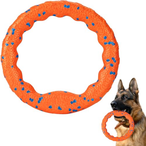 SUNNEKO Dog Ring Toy, Flying Discs for Throwing Catching, Water Floating Dog Training Ring for Medium Large Breeds, Orange