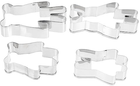 ABOOFAN Formina Noci Biscotto in Acciaio Inox, 4 Pezzi, Orso e Coniglio, Stampi per Biscotti e Cioccolato, per Baking e DIY