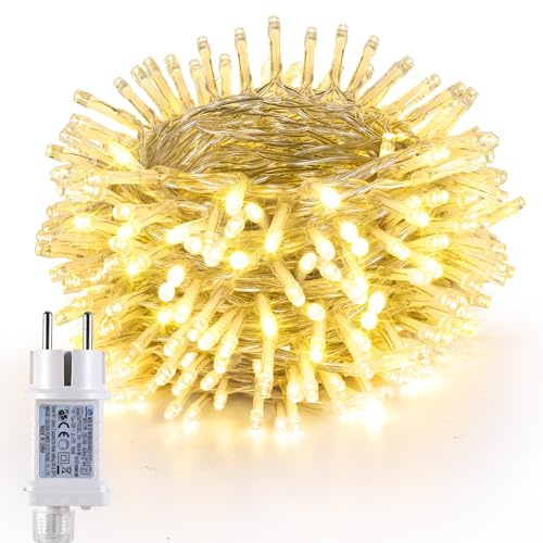Joomer Lichterkette Außen 200 LED, 20M Weihnachtsbaum Lichterkette Strombetrieben mit Timer, 8 Modi Wasserdicht Weihnachtsbeleuchtung Innen für Outdoor Party Garten Hochzeit Deko, Warmweiß