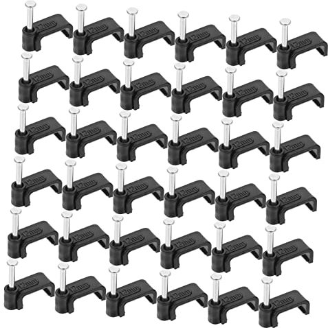HOLIDYOYO 100pcs Black j Hooks Wire Fixing Tools Lightweight Half Clamps with Nails for for Electrical Wires and Tubing Support