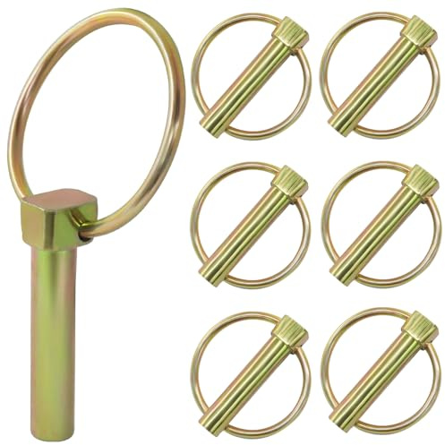 Kyuionty 6 Pcs 3/8 Inch Lynch Pin, Round Heavy Duty Tractor Linch Pin Lock Pin Clips for for Farm Trailers Trucks Lawn Mowers