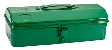 Milageto Werkzeugkoffer leer Werkzeugkoffer mit Schloss, Werkzeugkoffer aus Metall, Transportkoffer mit Tragegriff, tragbarer Werkzeugorganisator für Garage, LKW und Camping, 35 x 15 x 11 cm Grün