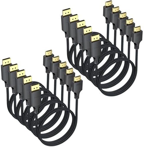 Display Port to HDMI Cable 3ft 10 Pack, DisplayPort to HDMI1.4 [4K@30Hz 1080P@120Hz], DP (Source) to HDMI (Display) Cord for Monitor TV PC Computer Graphics Card Projector KVM and More