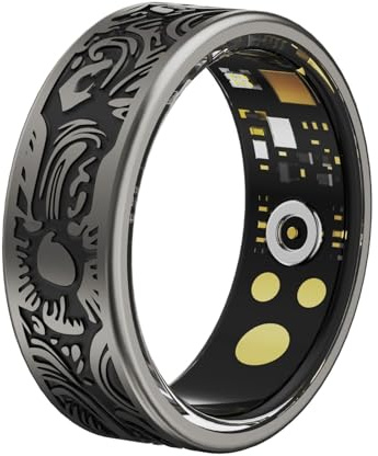 CHSUFBTY Bague connectée for Homme et Femme – Alliage de Titane, étanchéité IP68, autonomie de 7 à 9 Jours, Moniteur de fréquence Cardiaque et de Sommeil, Plus de 15 Modes Sportifs avec Suivi GPS(8#)