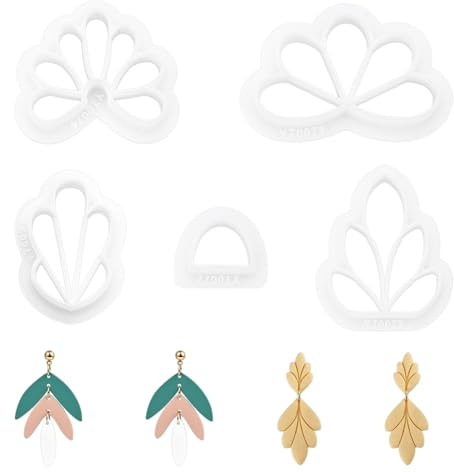 UNICRAFTALE 4 Styles Emporte Pièces en Argile Polymère en Forme de Feuille Emporte Pièces pour Boucles D'Oreilles en Argile Mélange de Feuilles Moules en Argile Polymère pour la Fabrication Bijoux