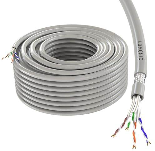 Lumonic LAN Netzwerkkabel 50m | LAN Kabel CAT6 S/FTP | Verlegekabel 4x 2x AWG24/1 (starr) | 250MHz 10 Gbit/s Ethernet