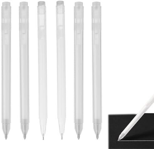 HABNI 6 Stück Weiß Gelstifte Set, White Gel Pen 0,6 mm & 0, 8mm & 1,0mm Strichstärke Wasserfest 2eißer Stift zum Zeichnen, Weiß Gelschreiber für Gästebücher und Malen Auf Schwarzem Papier