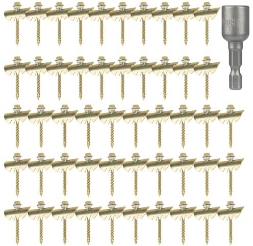 Wires Fences Clips - Durablle Mesh Wiree Retainer Kit, 50pcs Fasteners | Reusable Nail Fixers with Screws for Fencce Installation, Woven Support, Outdoor Farm Mesh, Garden Yard Project