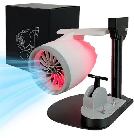 HItianya Jet Engine Fan, Creative Desktop Turbo Fan with Humidifier ＆ Tail Lights, 2-In-1 Turbojet Engine Fans, Adjustable Speed Desktop Fans with Low Noise (Blue)