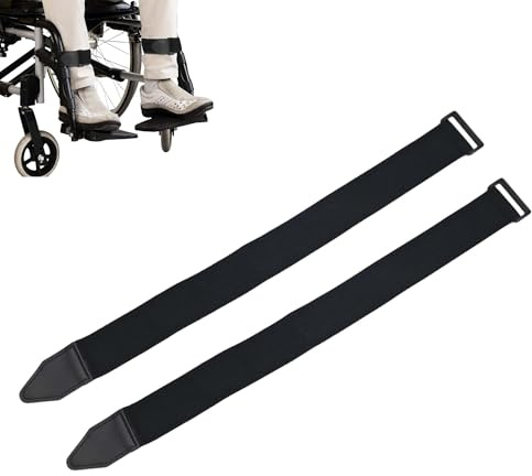TUKEVA 2 PCS Correas para piernas para sillas de Ruedas, correas para reposapiernas para sillas de ruedas, evita que los pies se resbalen de los pedales para ancianos, discapacitados (Negro)