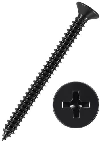 Kozelo 25pcs Phillips Wood Screws #8x2 304 Stainless Steel Black | Flat Head Countersunk Self Tapping Screws for Furniture Assembly, Interior Trim, Outdoor Construction