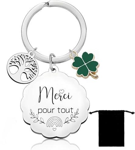 YZLPLP Cadeau Nounou Merci pour tout Porte Clé Merci,Cadeau Merci Nounou Amie Maitresse Collegue Docteur Maman Infirmière Porte Clef Personnalisable,Cadeaux Idee Porte Clef Femme Homme Noel Original