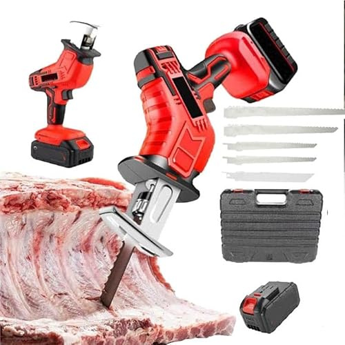 Sierra de hueso inalámbrica de mano, sierra eléctrica de carnicero para uso doméstico y comercial, corta madera/carne/hueso, hasta 100 mm de grosor
