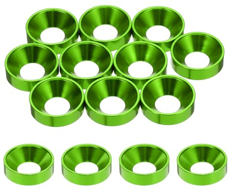 sourcing map Lot de 10 rondelles à alésage M8, 18 mm, alliage d'aluminium pour RC, vert