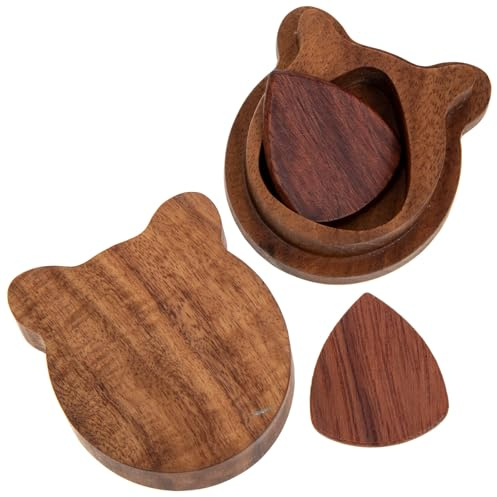 WESIEVYA Holz Plektrum Set mit Praktischem Plektrenhalter Langlebige Gitarren plektren aus Hochwertigem Holz für Akustikgitarren Leichtes Tragbares Zubehör für Anfänger und Profis