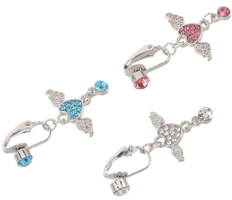 FRCOLOR Anillos Ombligo Falsos Joyas sin Perforaciones Diseño de Alas de Ángel y Corazones Brillantes para Mujeres en Eventos y Fiestas