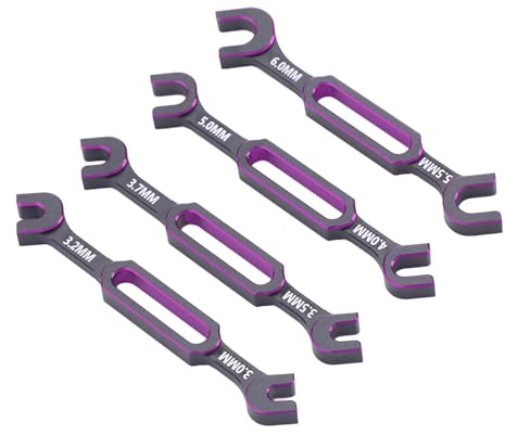 ZASCHMOY 4PCS RC Wrench Set, Repair Tool for RC Car, Drone & Boat - Includes 3.0mm to 6.0mm Turnbuckle Nut Remover - Durable Aluminum Construction - Purple (Purple)