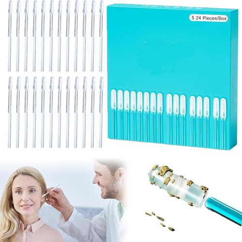 Bastoncillos Oidos Adhesivos - Limpiador De Oídos | Reutilizable Con Punta De Resina Lavable | Kit De 24 Piezas, Bastoncillos Adhesivos Blandos Para Eliminar Cerumen Seguro Para Niños Y Adultos