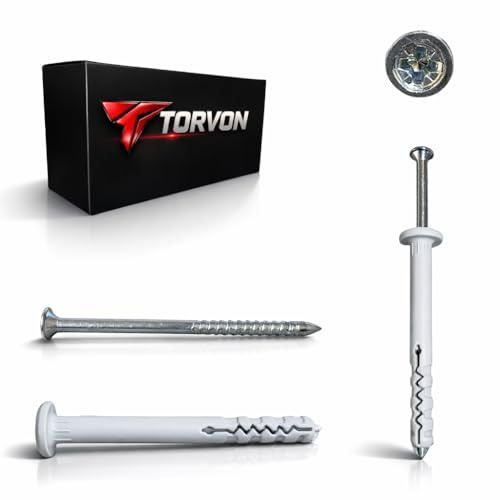 TORVON Nail Dowels 6 x 80 mm Impact Dowels with Collar Impact Dowels for Concrete and Masonry Quick Assembly Attachment Direct Mounting Set 100 Pieces (6 x 60 mm → 100 Pieces)