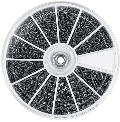Set di Dadi e Bulloni, 600Pz 12 Tipi di Piccole Viti Bulloni Assortimento in Acciaio Inox per Orologi Bicchieri M1 M1,2 M1,4 M1,6, Filettatura Piena, Finitura Semplice, per Occhiali e Orologi Riparare