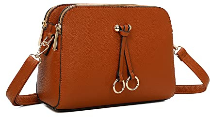 ELIOX - Damen Kleine Umhängetasche - PU Leder Feste Schultertasche - Kette Schulterriemen Abendtasche - Reißverschluss Handtasche - City Clutch Party Zip Crossbody Bag Mode