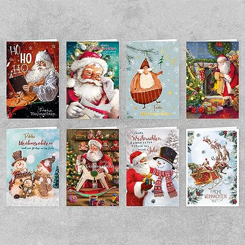 Skorpion GreenLine Weihnachtskarten Set 12 Stück inkl. Umschlag Weihnachtsgrüße Frohe Weihnachten Handmade Recycling Glückwunschkarte aus 100% baumfreien Zuckerrohrpapier