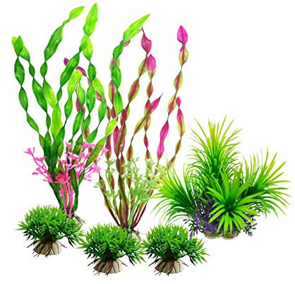 6 Stück Aquarium-Pflanzen aus Kunststoff für Aquarien, Dekoration, Ornamente, künstliche Pflanzen, Seetang, realistische Wasserpflanzen