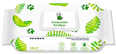 Panmer Pet Dog Wipes For All Pets Eco-Friendly Hypoallergenic Unscented Cleaning Wipes (100)