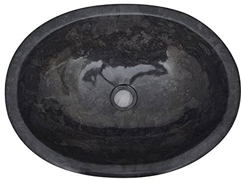 Susany Waschbecken Aufsatzwaschbecken Waschtisch Waschplatz Waschschale Handwaschbecken Naturstein Becken Badezimmer Schwarz 53x40x15cm Marmor