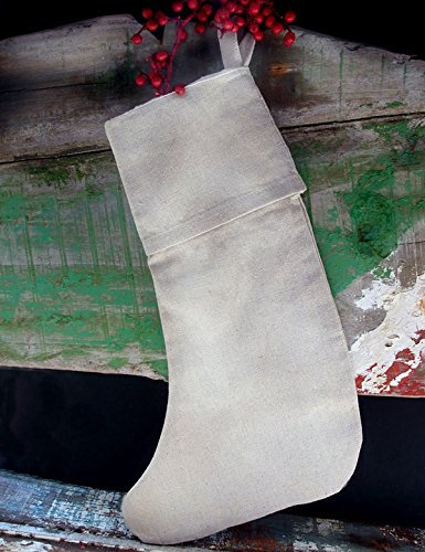 Weihnachtsstrumpf aus Leinen mit Baumwollfutter, 40,6 cm