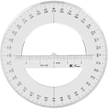 2 piezas 360 transportador de círculo completo, 20 cm de plástico matemáticas herramientas de medición redondas transportadores regla completa de ángulo medio