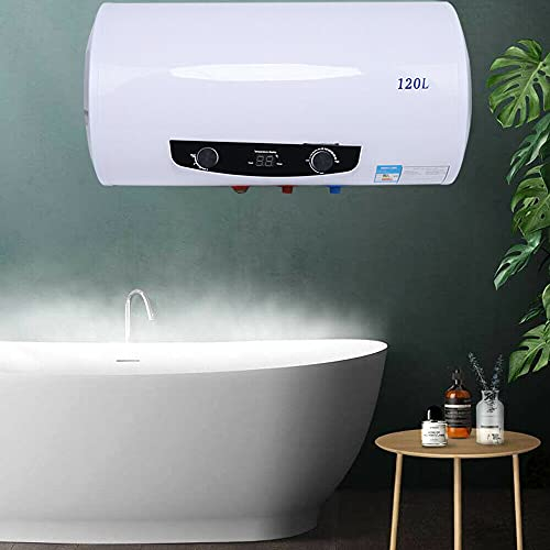 Warmwasserspeicher, 100/120L 2kW Elektrospeicher Elektroboiler Warmwasserbreiter mit Handbrause 220V 30-75℃ Kleinspeicher für Küche Bad (120L)