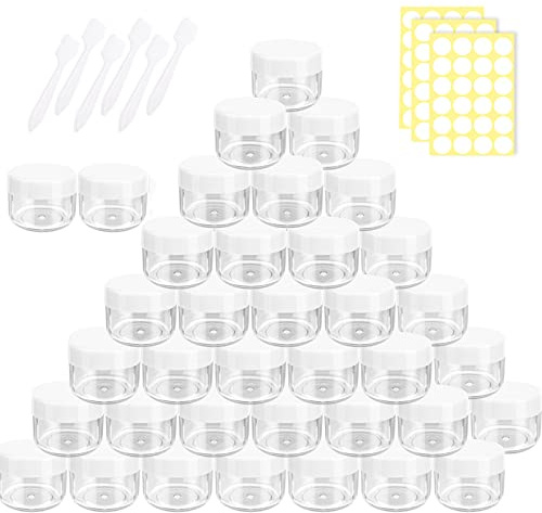 60 Pièces pots Vides de Contenants D'échantillons Cosmétiques de 15 ml/15g,Avec Bouchon à Vis pots de Voyage en Plastique pour Baume à Lèvres,Lotion, Crème, Pilules(Blanc)