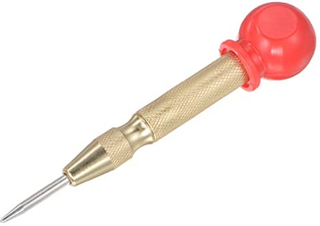 sourcing map Automatique Centre Poinçon, 5 pouces Ressort Centre Trou Perforateur Marqueur Main Outil Réglable Jaune avec Capuchon pour Bois Métal Plastique