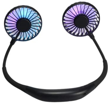 Tilz Neck Fan Cooler - Neck Cooling Fan, Rechargeable Light Up USB Camping Accessories Gifts For Men And Women - Portable Holiday Accessories Personal Fan Mini Neck Fan (Black)