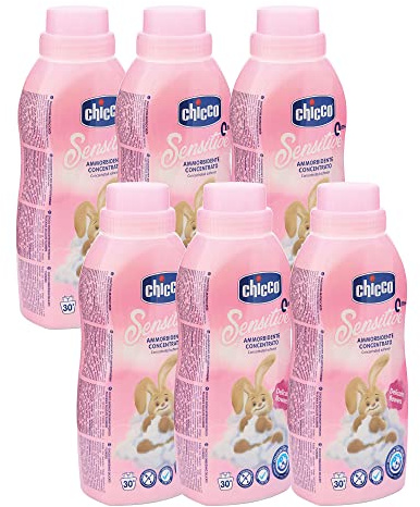 Chicco Sensitive - Suavizante concentrado de flores, 180 lavados, tamaño de repuesto, para todas las prendas del bebé, hipoalergénico, sin colorantes, 0+ meses, 6 paquetes x 750 ml