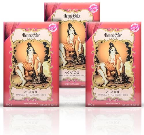Fenny’s Creation Henne Color Mahogany Henna Powder 100g (Pack of 3) with free henna for hair (ACAJOU)
