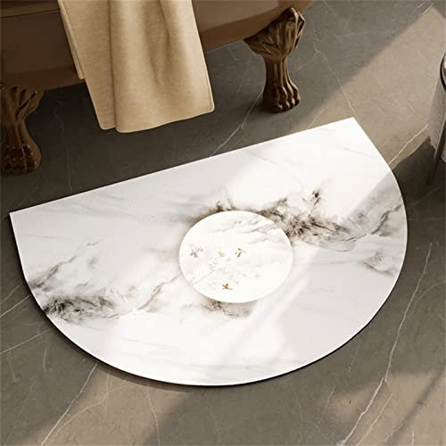 Badezimmerteppich, Badematte Rutschfest, 40x60cm Bad Teppich LäUfer, Duschmatte, Badteppich Badvorleger Rutschfest Waschbar, Antirutschmatte Dusche, Teppich Badezimmer, Bathroom Bath Mat, Halbrund