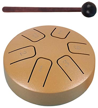 F Fityle Drum Mini Tambour à Main, 6 Notes 3,8 Pouces, avec Maillets, Mini Tambour à Main de Divertissement pour Cadeaux Débutants Musique pour Enfants, Léger auréé