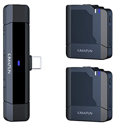 KIMAFUN Drahtloses Lavalier Mikrofon für Type-C-Android, Kabelloses Ansteckmikrofon Plug-Play für YouTube/Facebook/Tik Tok Live-Stream, Vlogger, Videoaufzeichnung, Interview, G50-4(2TX+1RX)