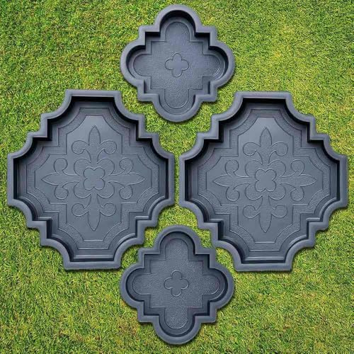 4 pcs Beautiful Plastic Form Big Pathmaker Concrete Molds Cement Molds for Concrete Mold - Plastic Brick Mold