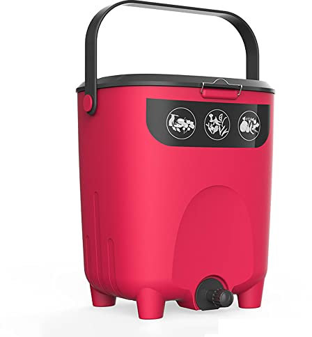 RNQZ Compostador de Cocina, Contenedor de Compost de Alimentos, Máquina de compostaje doméstico para Interiores, Compost fácil, 2.6 galones (10L),Rosado