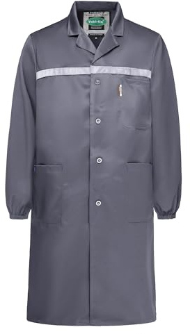 Yukirtiq Lab Coats for Men Workshop DIY Mechanic Coat Artist Long Sleeve Painter Smock Students Laboratory Coat, Grey, XXL