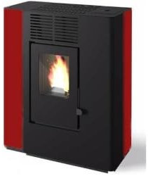 Nella - Estufa canalizada de pellets de 9,4 kW, color rojo
