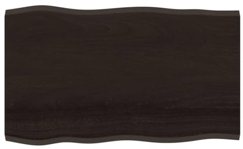 Hovothy Tischplatte 100x60x2 cm Tischplatte-Holz Gartentischplatte Echtholz Arbeitsplatte Massivholzplatte Ersatztischplatte für Tisch Esstisch Couchtisch Massives Eichenholz mit dunkler Oberfläche