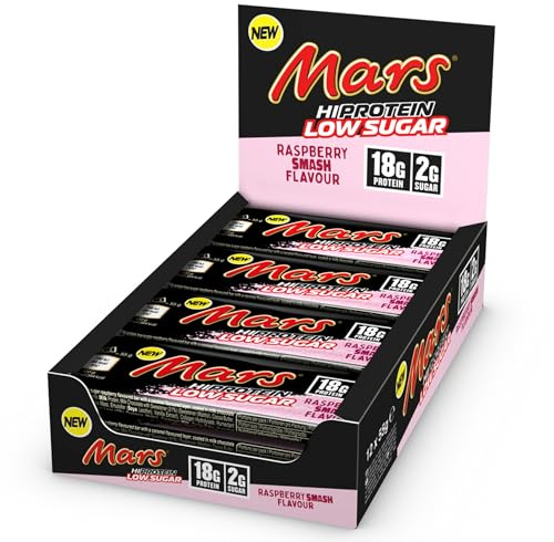 Mars Low Sugar High Protein Bar - Raspberry Smash (12x55g) Chocolate con leche y frambuesa Flavour - Barritas - Barritas proteínicas