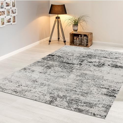 Carpido Hochwertiger & vielseitiger Teppich Antonia - moderner Kurzflorteppich - Wohnzimmerteppich - Schlafzimmerteppich - 160x230cm - schwarz/beige