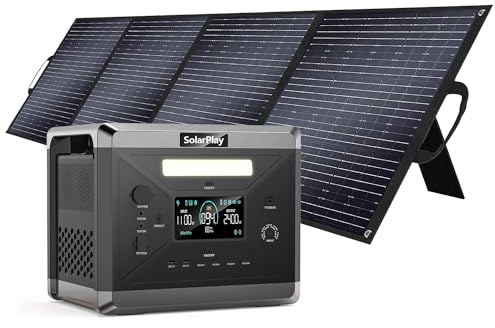 SolarPlay Q2501Powerstation mit Solarpanel, Solar Generator 2160Wh LiFePO4 Akku,mit 2 * 2400W AC-Ausgänge (4800 Peak),Superleise, Max. 500W Solar Laden, Power Station für Camping, Wohnmobil USW.